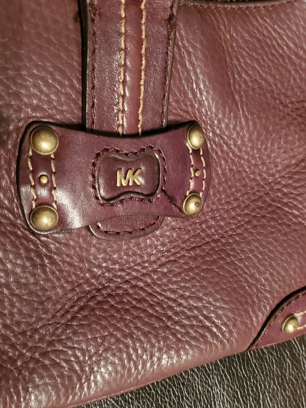Michael Kors Plum Pebble Leather Braided-Handle Shoulder Bag- SEE LAST PIC